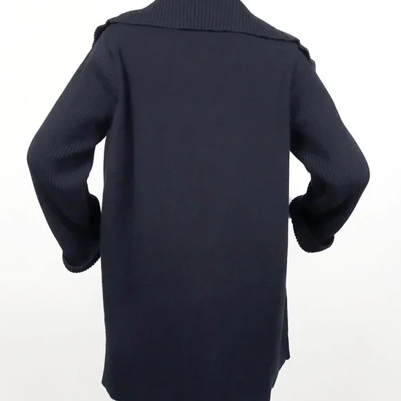 Dana Buchman Ribbed Knit Mid-Thigh Cardigan Sweater Open Front L 12 14 Slimming - Picture 6 of 6